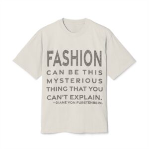 'Fashion Can Be This Mysterious' — Diane von Fürstenberg Quote Tee | RQuéV Black-on-White Statement Shirt — Oversized Tee