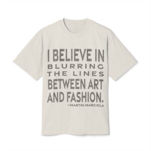 'I Believe in Blurring the' — Martin Margiela Quote Tee | RQuéV Black-on-White Statement Shirt — Oversized Tee
