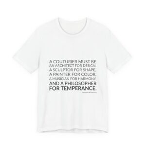 'A Couturier Must Be an' — Cristóbal Balenciaga Quote Tee | Wear Words Black-on-White Literary Tee — Classic Tee