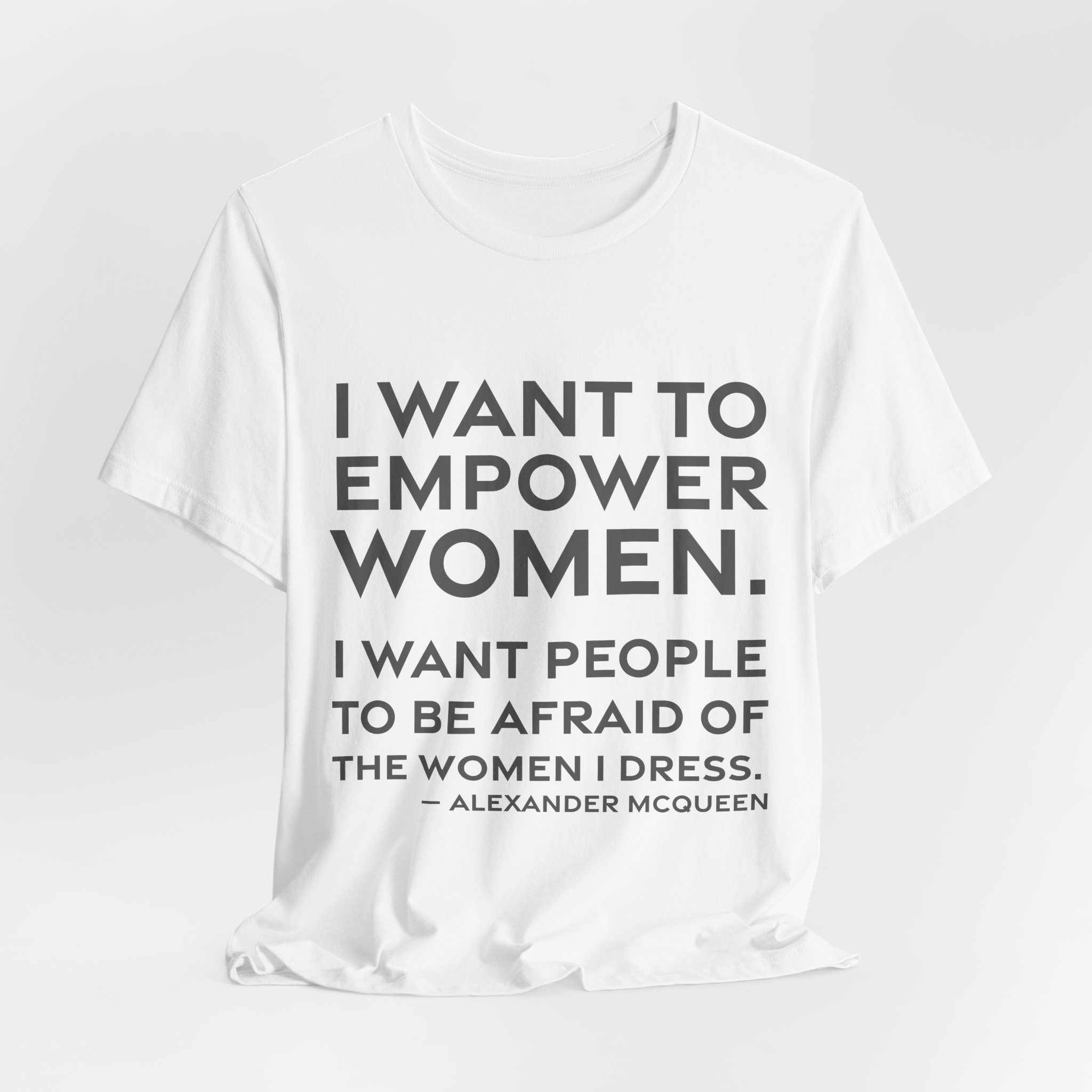 'I Want to Empower Women' — Alexander McQueen Quote Tee | RQuéV Black-on-White Statement Shirt — Classic Tee - Image 2
