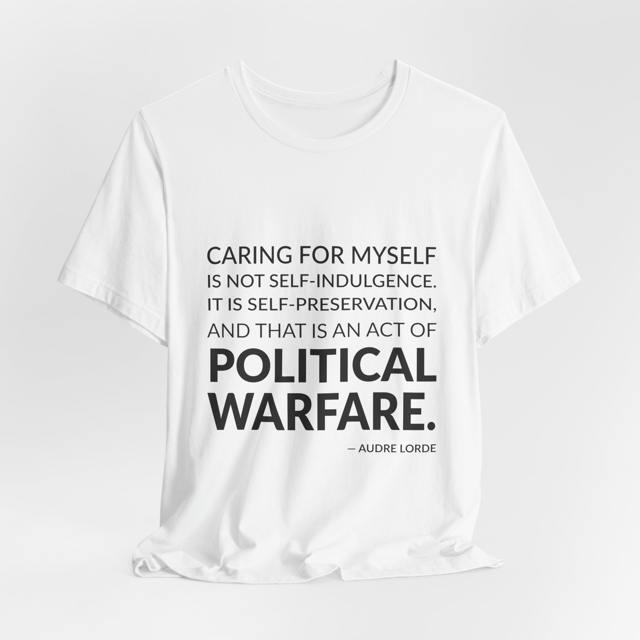 'Caring for Myself is Not Self-indulgence' — Audre Lorde Quote Tee | RQuéV Black-on-White Literary Tee — Classic Tee - Image 3