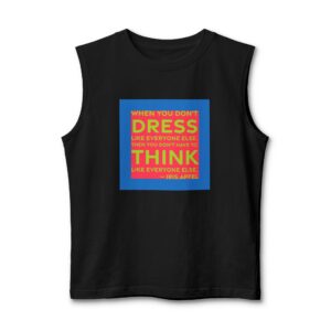 'When You Don't Dress Like' — Iris Apfel Quote Tee | RQuéV Black-on-White Literary Tee — Muscle Tank