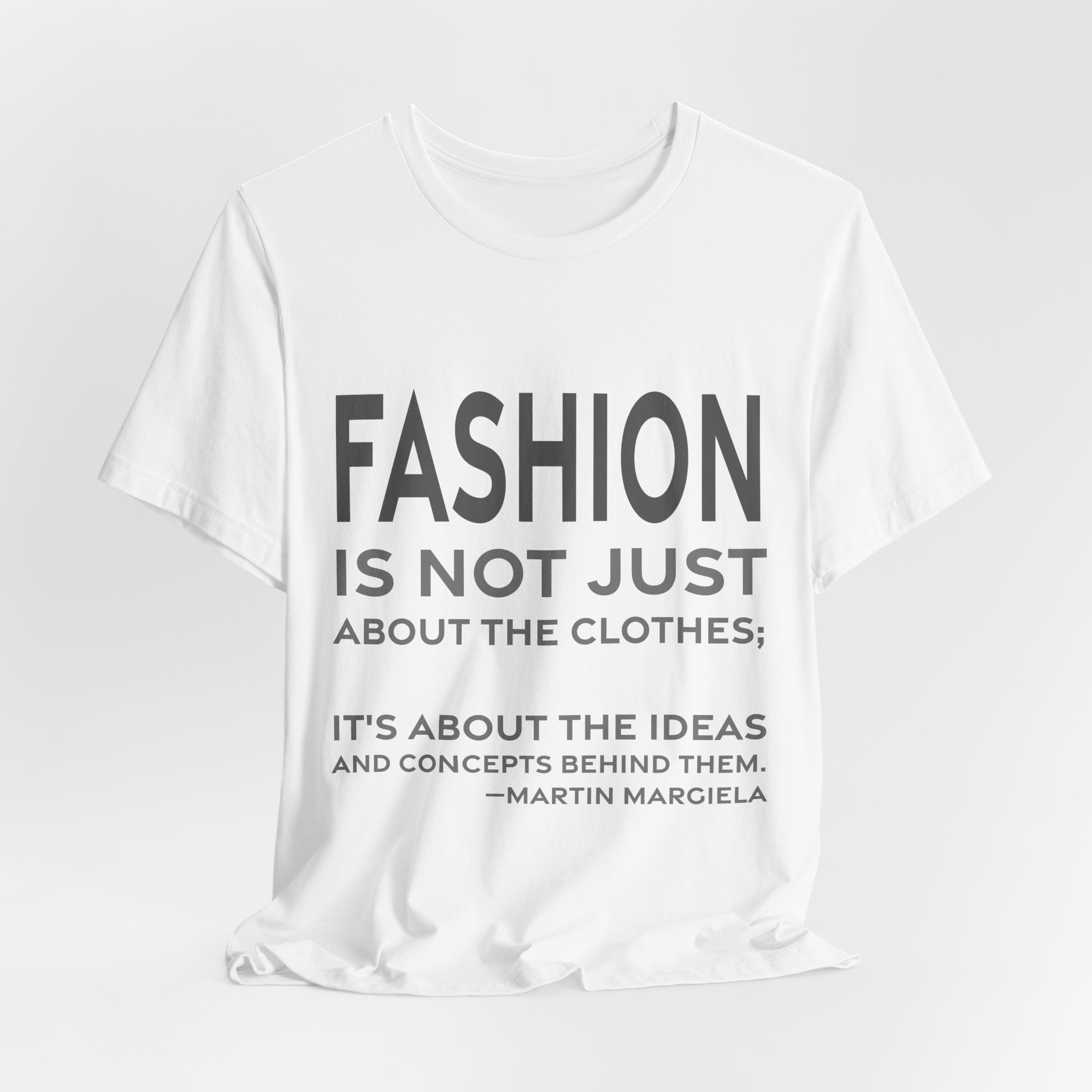 'Fashion is Not Just About' — Martin Margiela Quote Tee | RQuéV Black-on-White Literary Tee — Classic Tee - Image 4