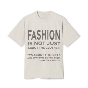 'Fashion is Not Just About' — Martin Margiela Quote Tee | RQuéV Black-on-White Literary Tee — Oversized Tee