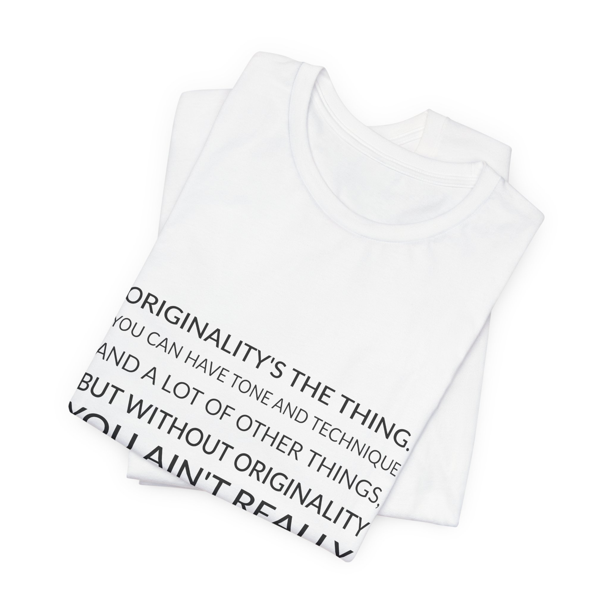 'Originality's the Thing' — Lester Young Quote Tee | RQuéV Black-on-White Statement Shirt — Classic Tee - Image 5
