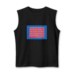 'Learn to Invest in the' — Michael Kors Quote Tee | RQuéV Typographic Statement Tee — Muscle Tank
