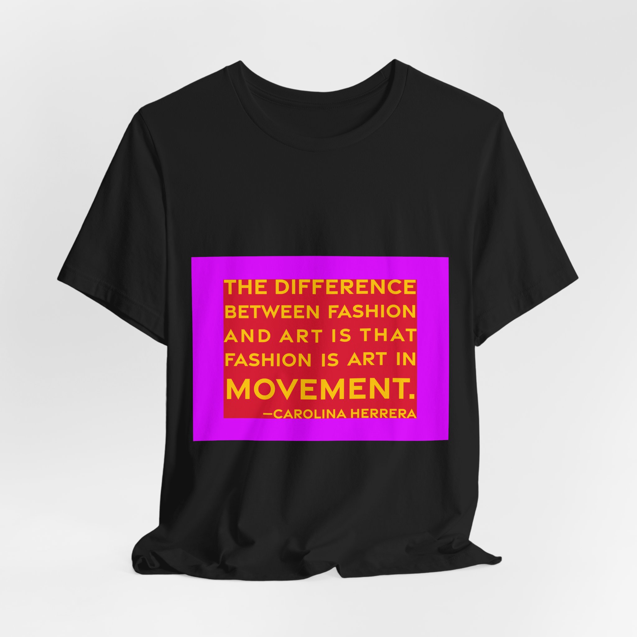 'The Difference Between Fashion and' — Carolina Herrera Quote Tee | RQuéV Black-on-White Literary Tee — Classic Tee - Image 5