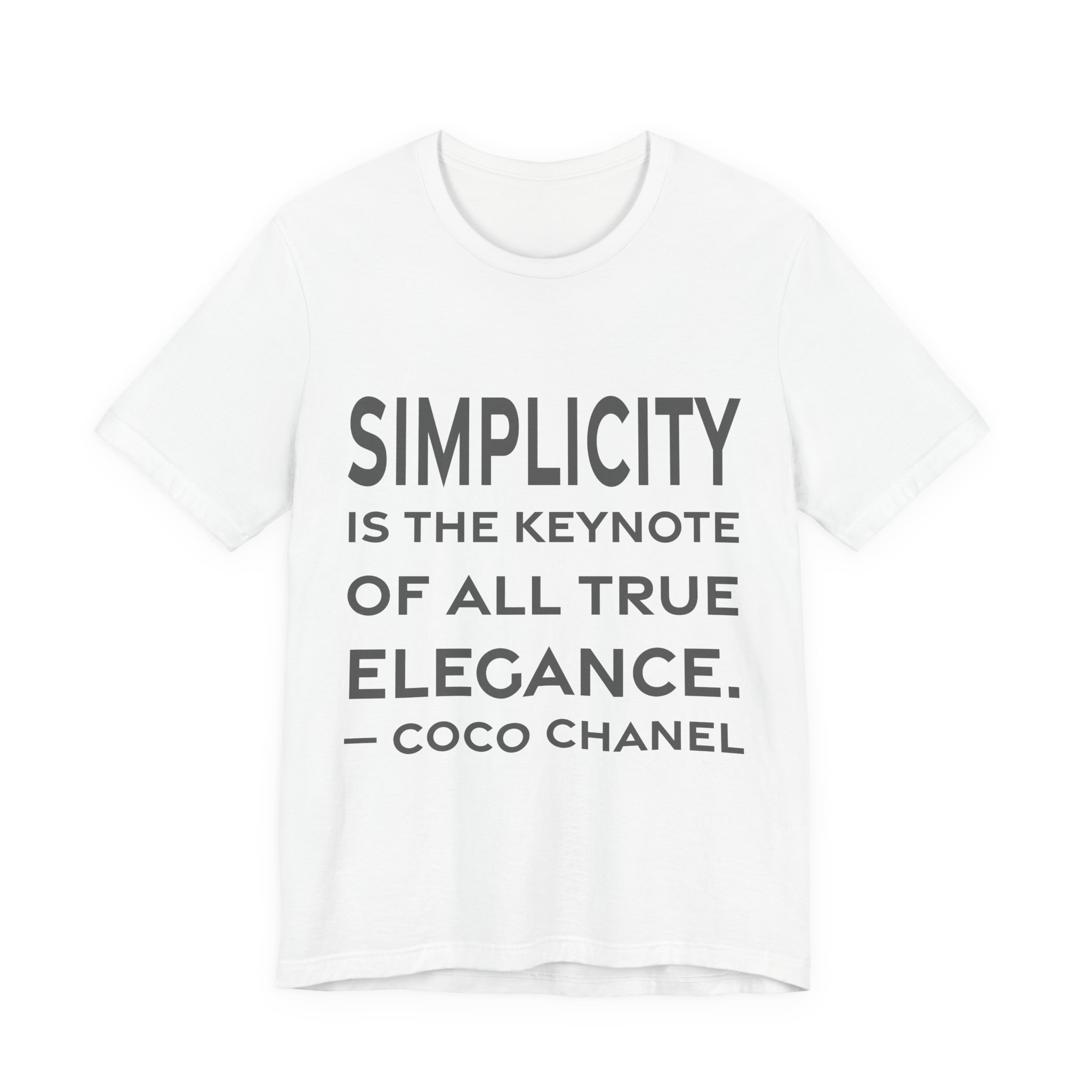 'Simplicity is the Keynote of' — Coco Chanel Quote Tee | RQuéV Black-on-White Literary Tee — Classic Tee