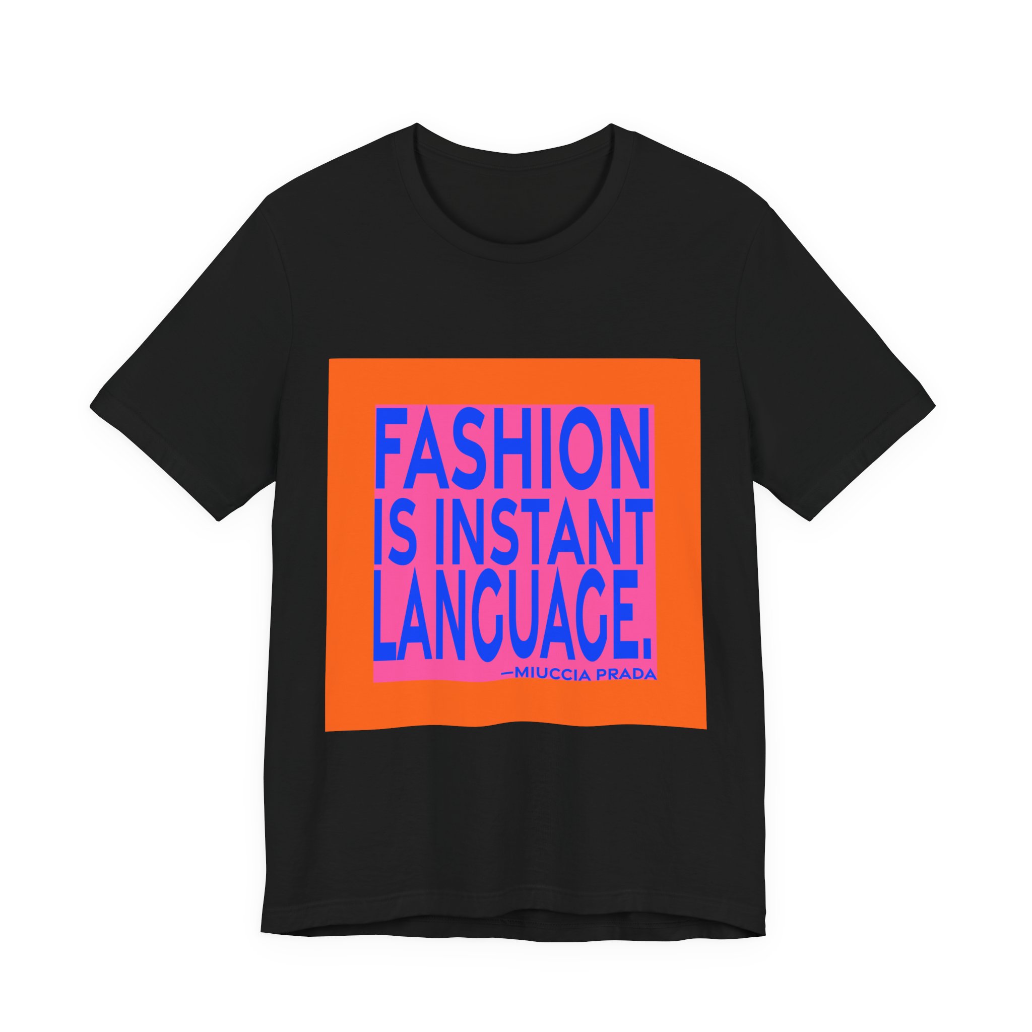 'Fashion is Instant Language' — Miuccia Prada Quote Tee | RQuéV Black-on-White Statement Shirt — Classic Tee - Image 4