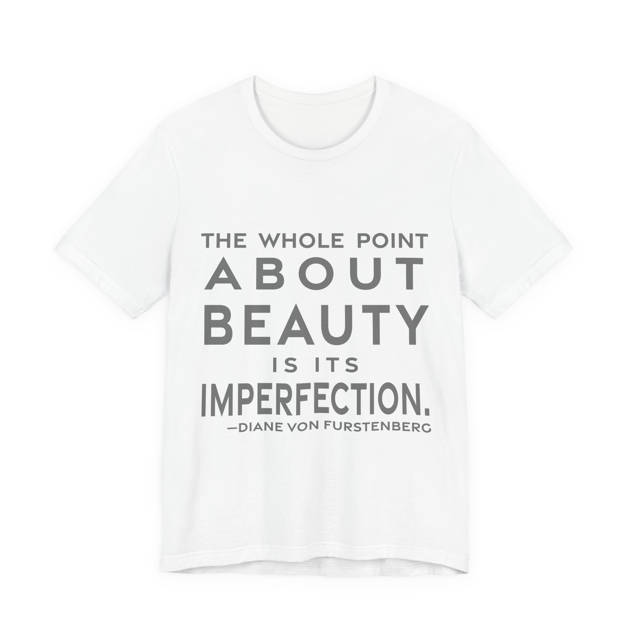 'The Whole Point About Beauty' — Diane von Fürstenberg Quote Tee | RQuéV Black-on-White Statement Shirt — Classic Tee