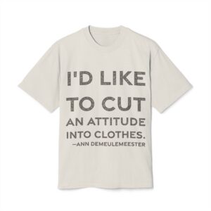 'I'd Like to Cut an' — Ann Demeulemeester Quote Tee | RQuéV Black-on-White Statement Shirt — Oversized Tee