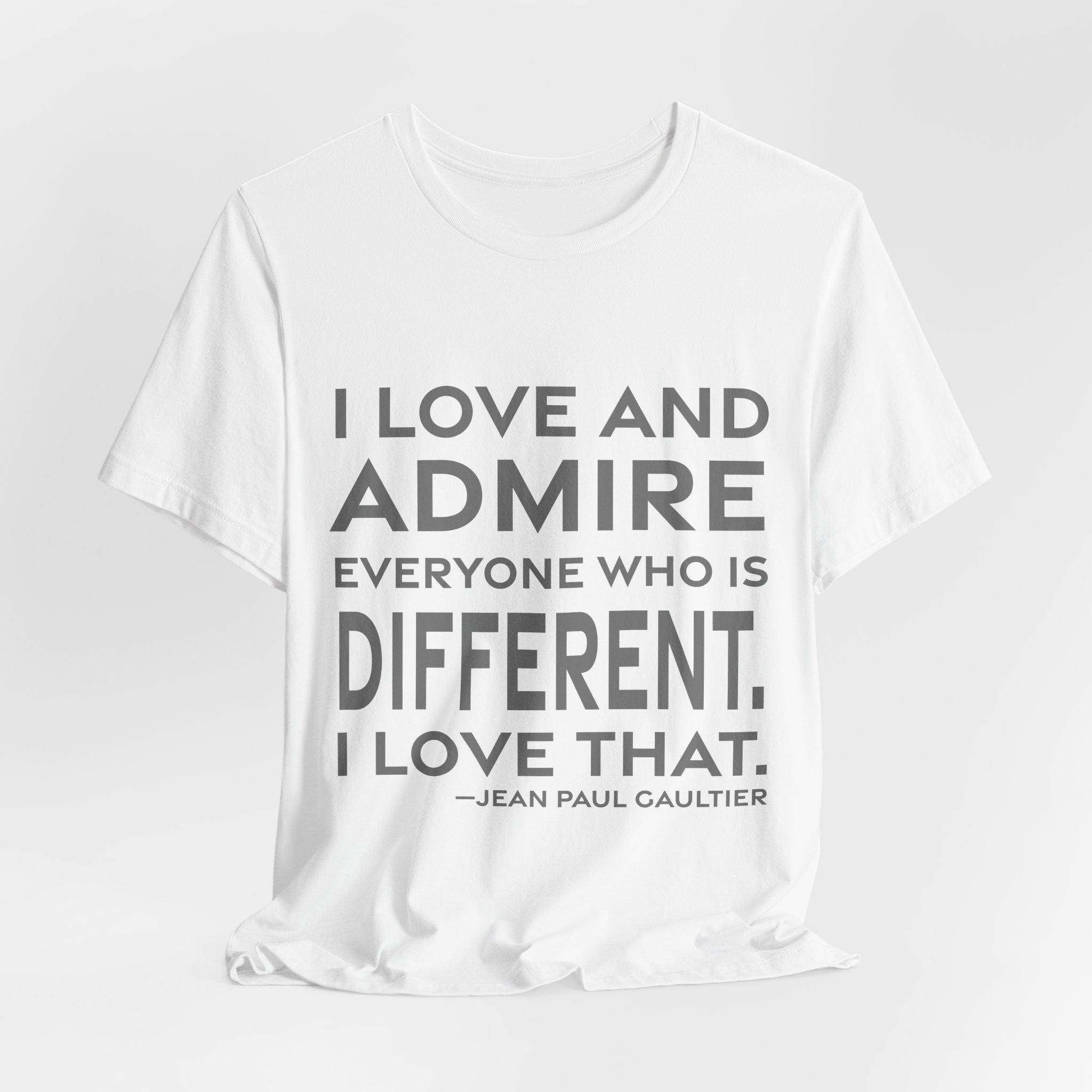 'I Love That' — Jean Paul Gaultier Quote Tee | RQuéV Black-on-White Literary Tee — Classic Tee - Image 4