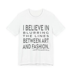 'I Believe in Blurring the' — Martin Margiela Quote Tee | RQuéV Black-on-White Statement Shirt — Classic Tee
