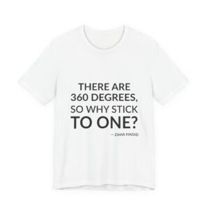'There Are 360 Degrees, So' — Zaha Hadid Quote Tee | RQuéV Black-on-White Statement Shirt — Classic Tee