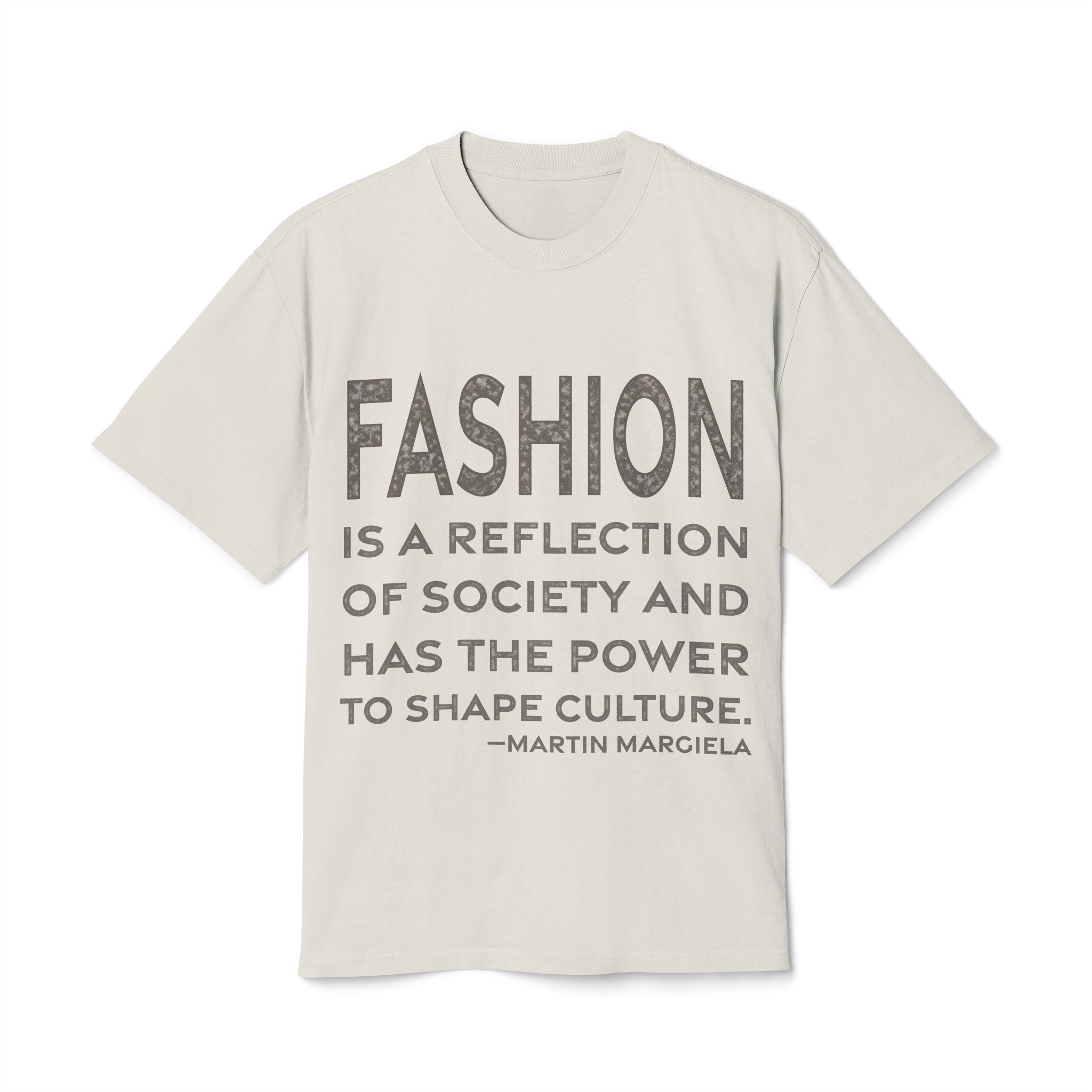 'Fashion is a Reflection of' — Martin Margiela Quote Tee | RQuéV Typographic Statement Tee — Oversized Tee