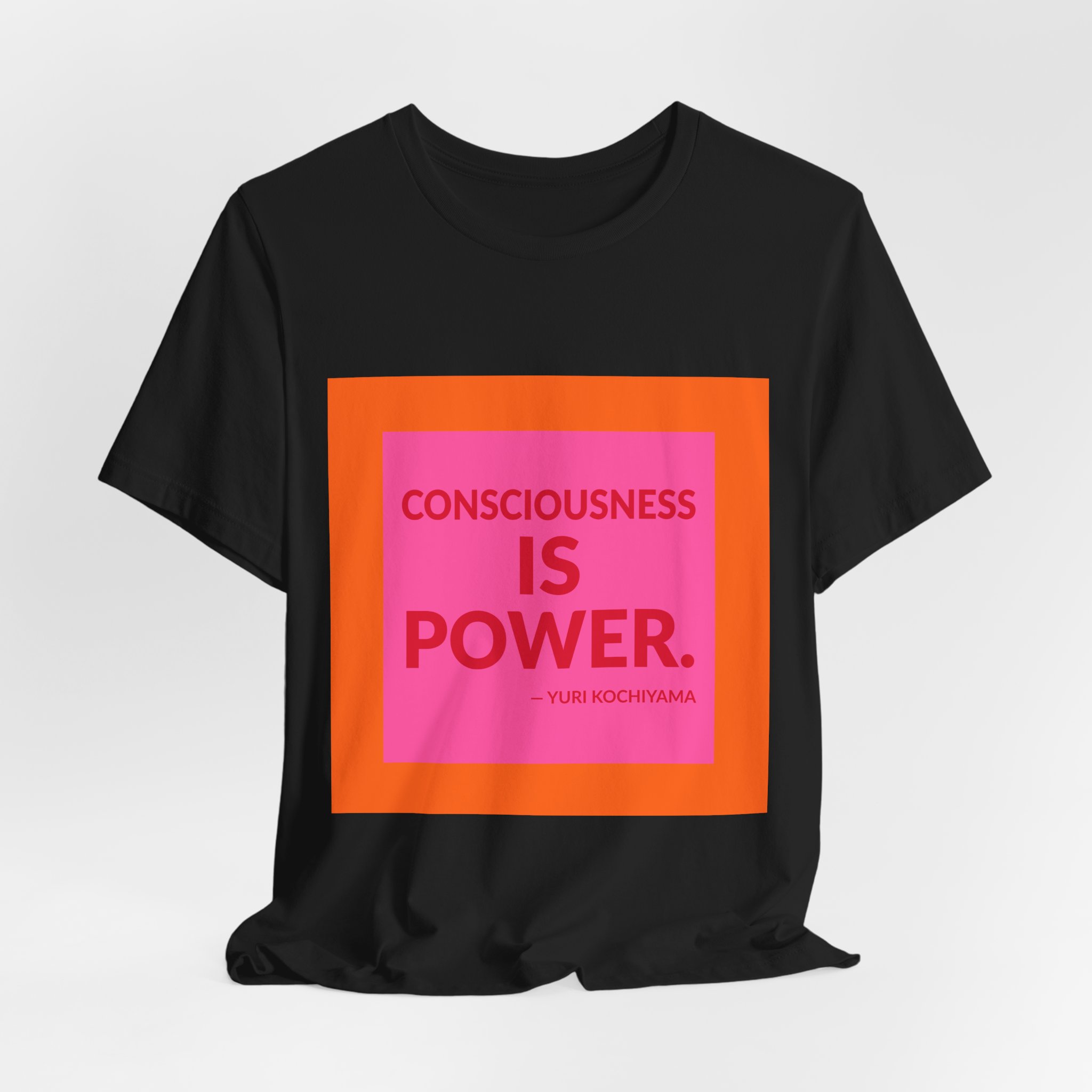 'Consciousness is Power' — Yuri Kochiyama Quote Tee | RQuéV Black-on-White Statement Shirt — Classic Tee - Image 8