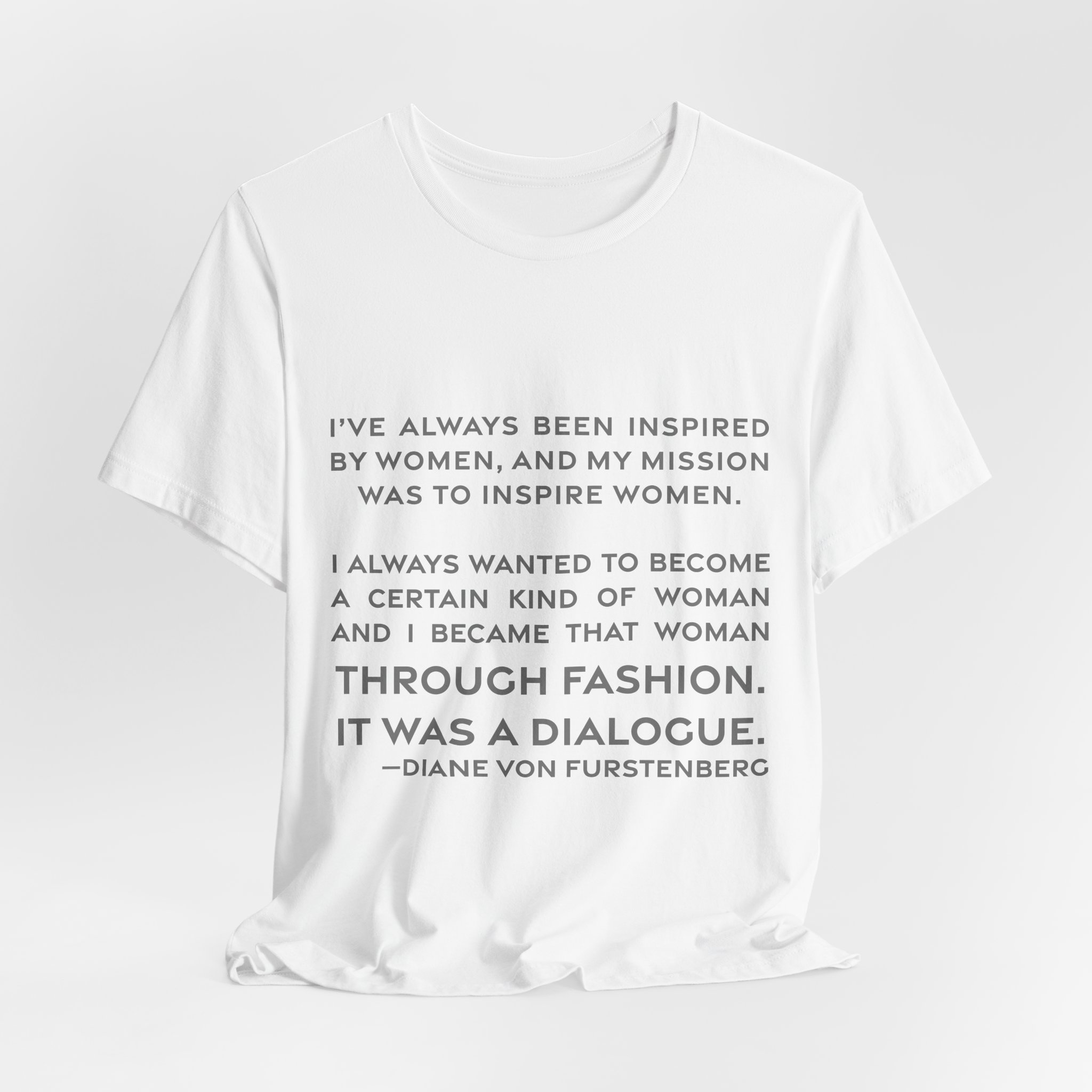 'It Was a Dialogue' — Diane von Fürstenberg Quote Tee | RQuéV Black-on-White Literary Tee — Classic Tee - Image 7