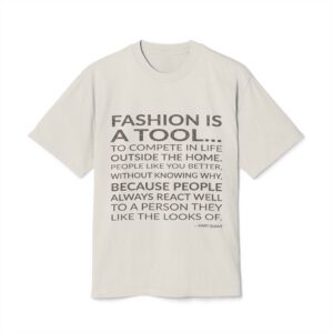 'Fashion is a Tool' — Mary Quant Quote Tee | Wear Words Black-on-White Statement Shirt — Oversized Tee