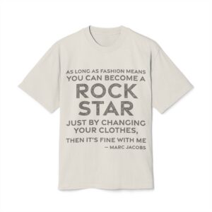 'As Long as Fashion Means' — Marc Jacobs Quote Tee | RQuéV Black-on-White Literary Tee — Oversized Tee