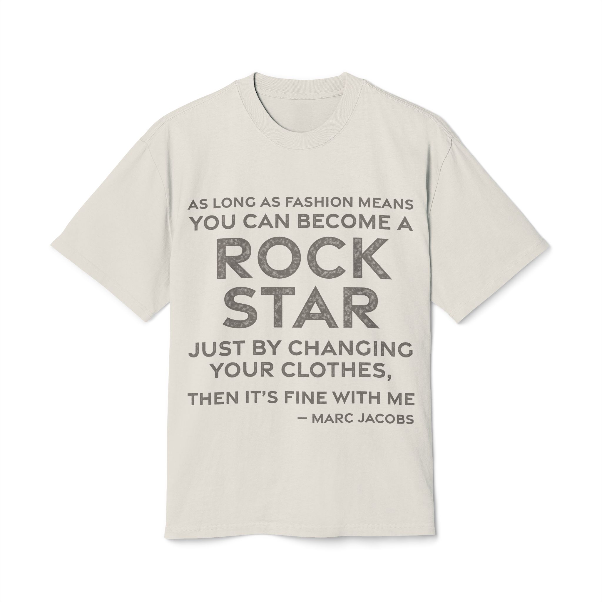 'As Long as Fashion Means' — Marc Jacobs Quote Tee | RQuéV Black-on-White Literary Tee — Oversized Tee