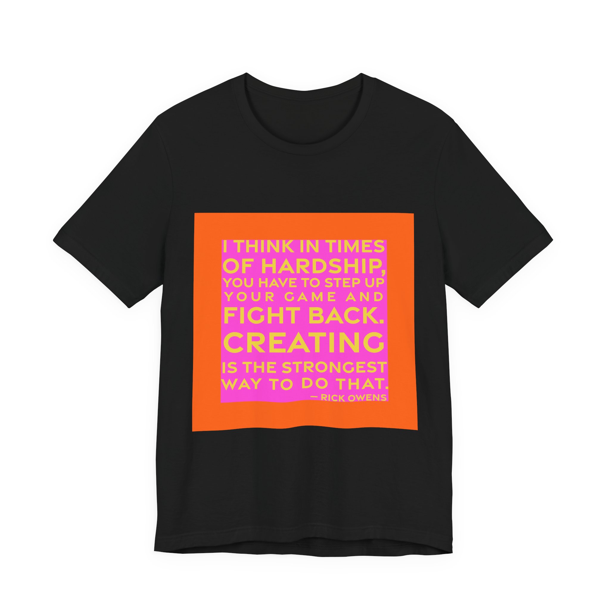 'I Think in Times of' — Rick Owens Quote Tee | RQuéV Black-on-White Statement Shirt — Classic Tee - Image 2