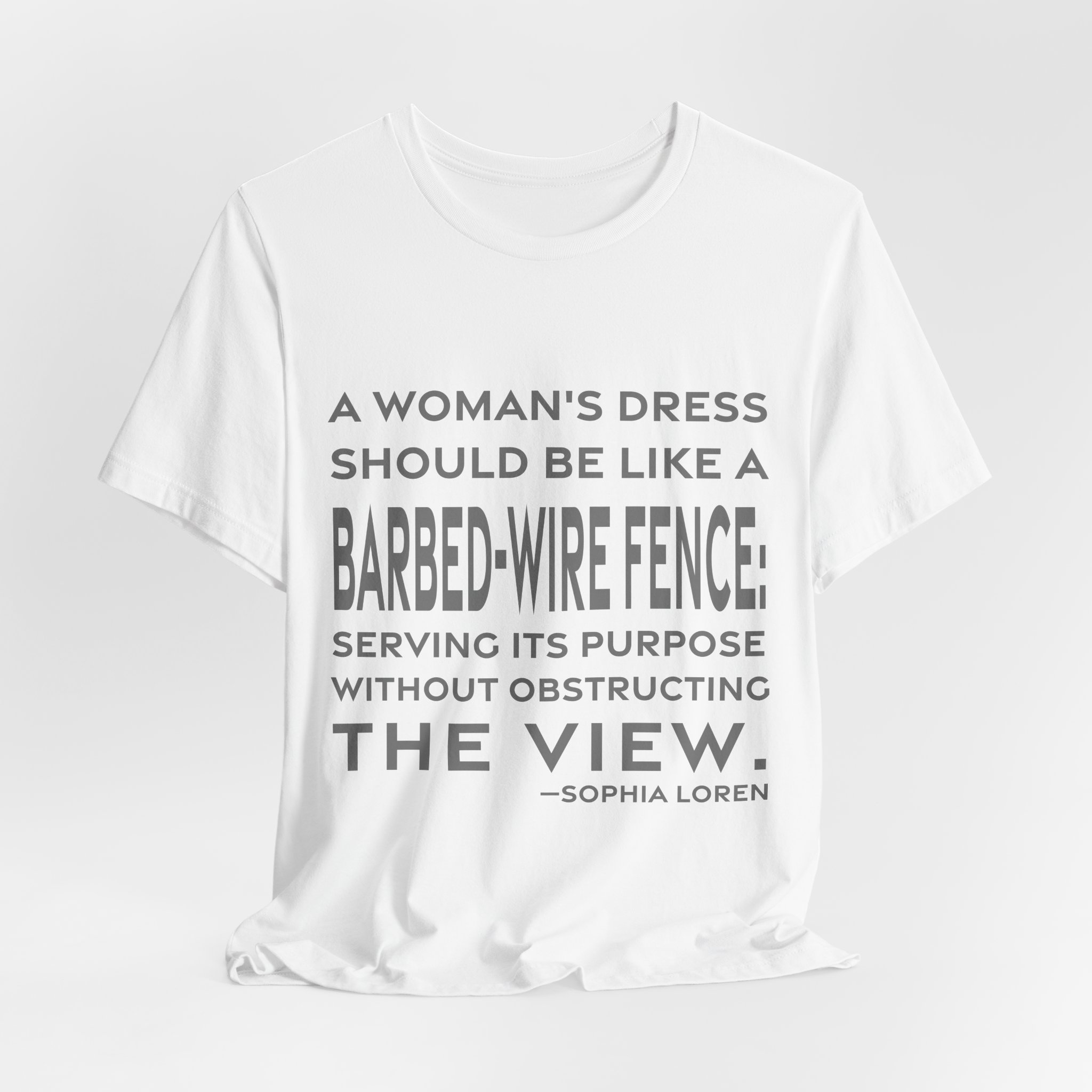 'A Woman's Dress Should Be' — Sophia Loren Quote Tee | RQuéV Black-on-White Statement Shirt — Classic Tee - Image 8