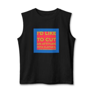 'I'd Like to Cut an' — Ann Demeulemeester Quote Tee | RQuéV Black-on-White Statement Shirt — Muscle Tank