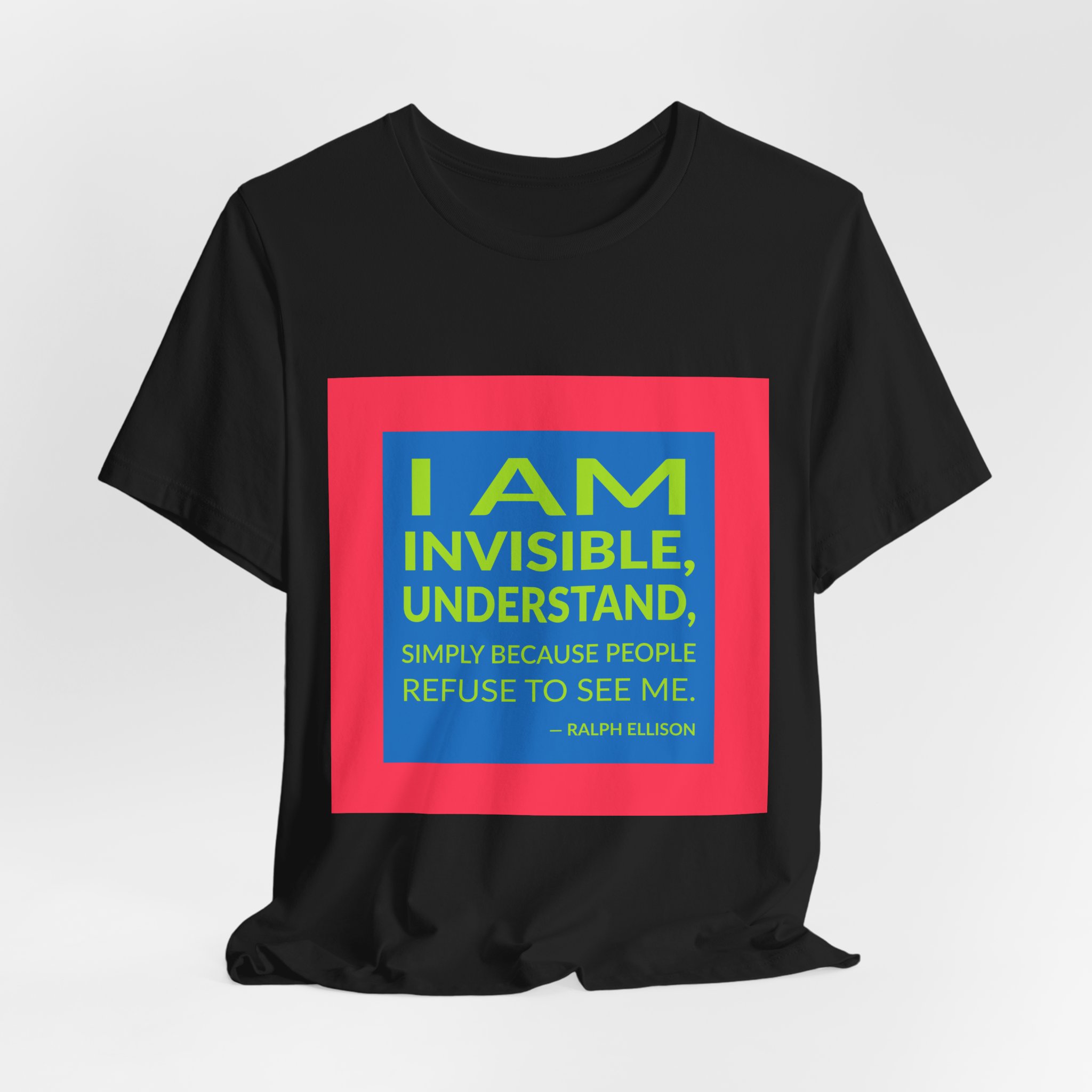 'I Am Invisible, Understand, Simply' — Ralph Ellison Quote Tee | RQuéV Black-on-White Statement Shirt — Classic Tee - Image 3