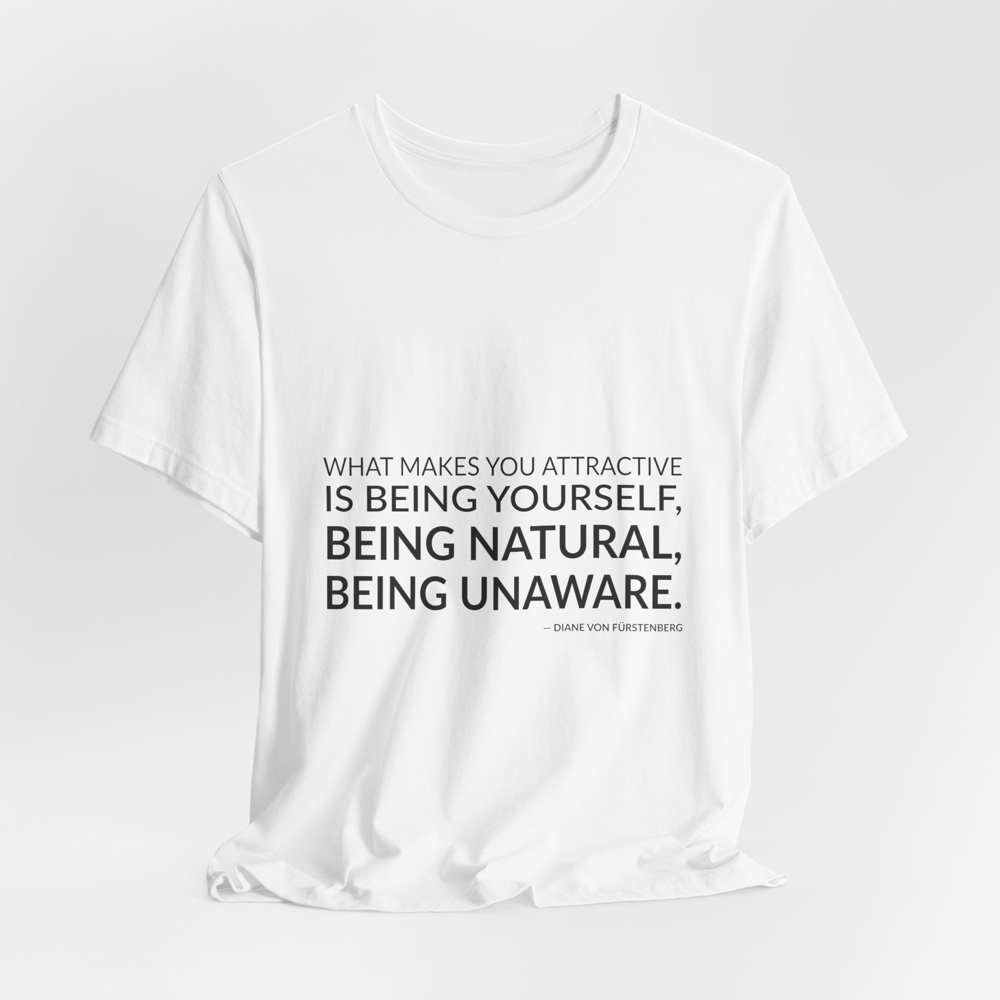 'What Makes You Attractive is' — Diane von Fürstenberg Quote Tee | Wear Words Black-on-White Literary Tee — Classic Tee - Image 2