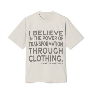 'I Believe in the Power' — Martin Margiela Quote Tee | RQuéV Black-on-White Literary Tee — Oversized Tee