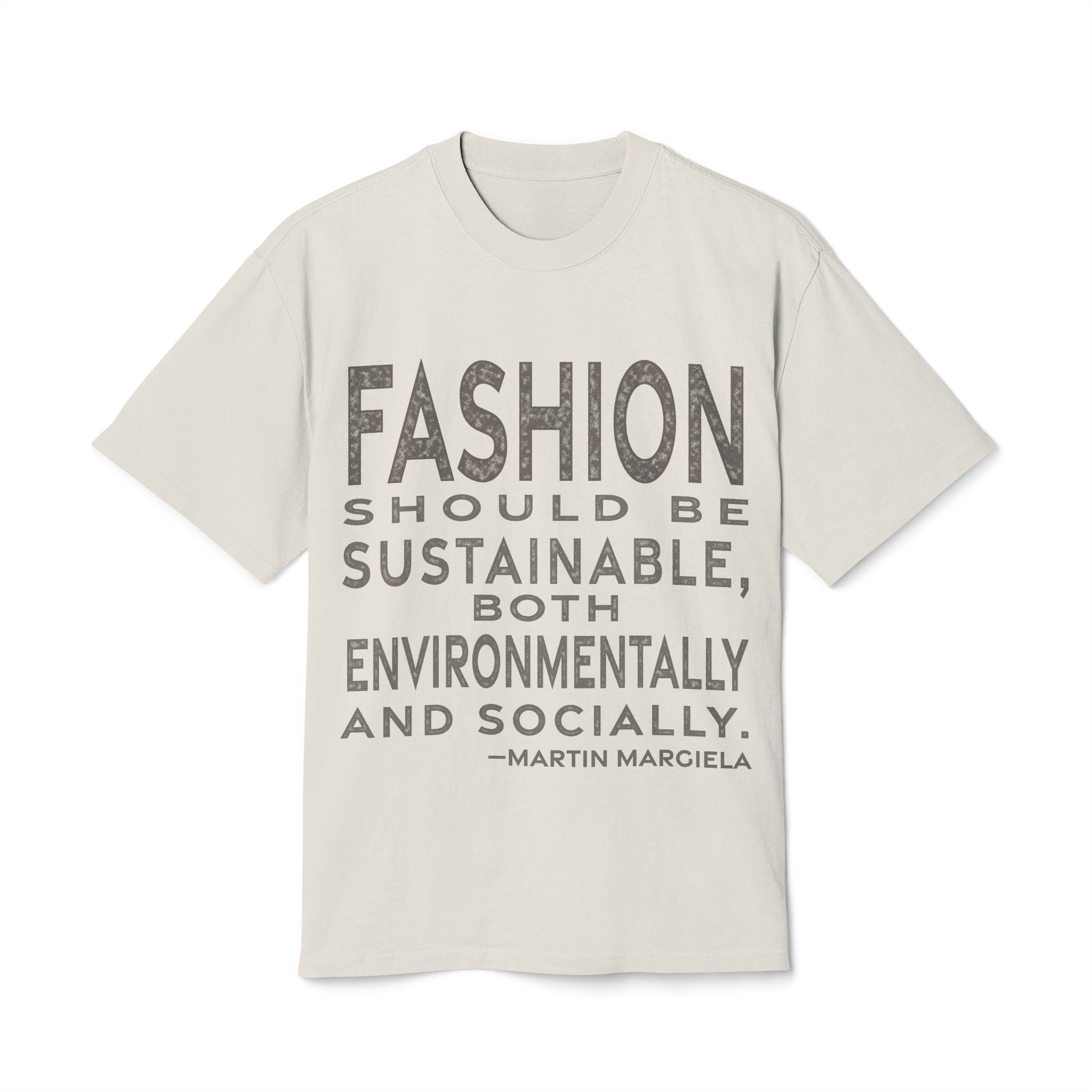 'Fashion Should Be Sustainable, Both' — Martin Margiela Quote Tee | RQuéV Black-on-White Literary Tee — Oversized Tee