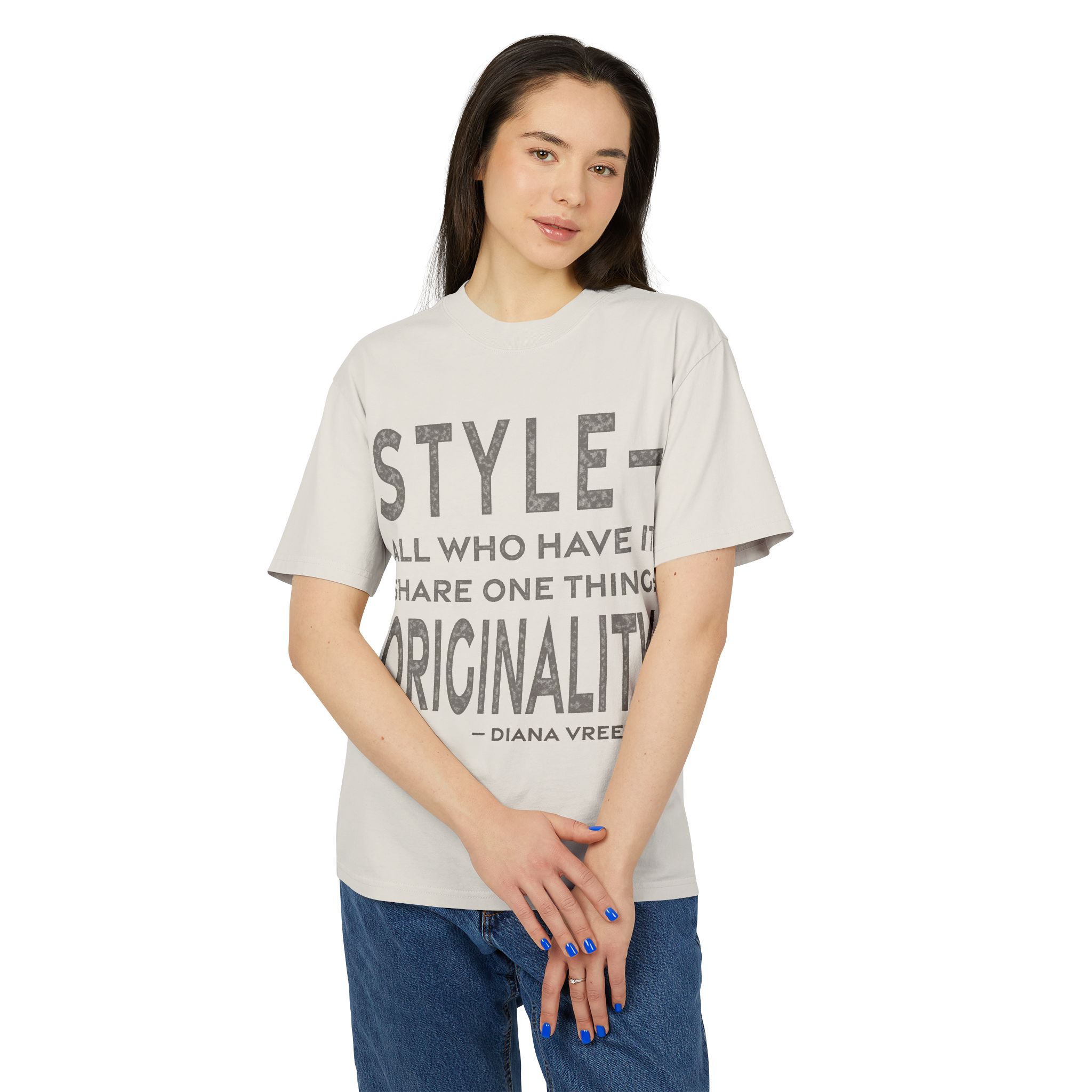 'Originality' — Diana Vreeland Quote Tee | RQuéV Black-on-White Statement Shirt — Oversized Tee - Image 4