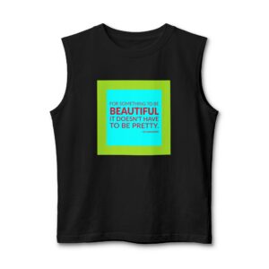 'For Something to Be Beautiful' — Rei Kawakubo Quote Tee | Wear Words Black-on-White Literary Tee — Muscle Tank