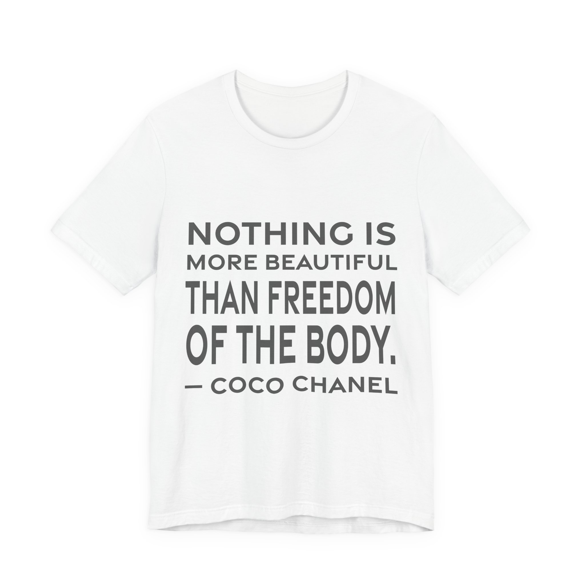 'Nothing is More Beautiful Than' — Coco Chanel Quote Tee | RQuéV Black-on-White Literary Tee — Classic Tee