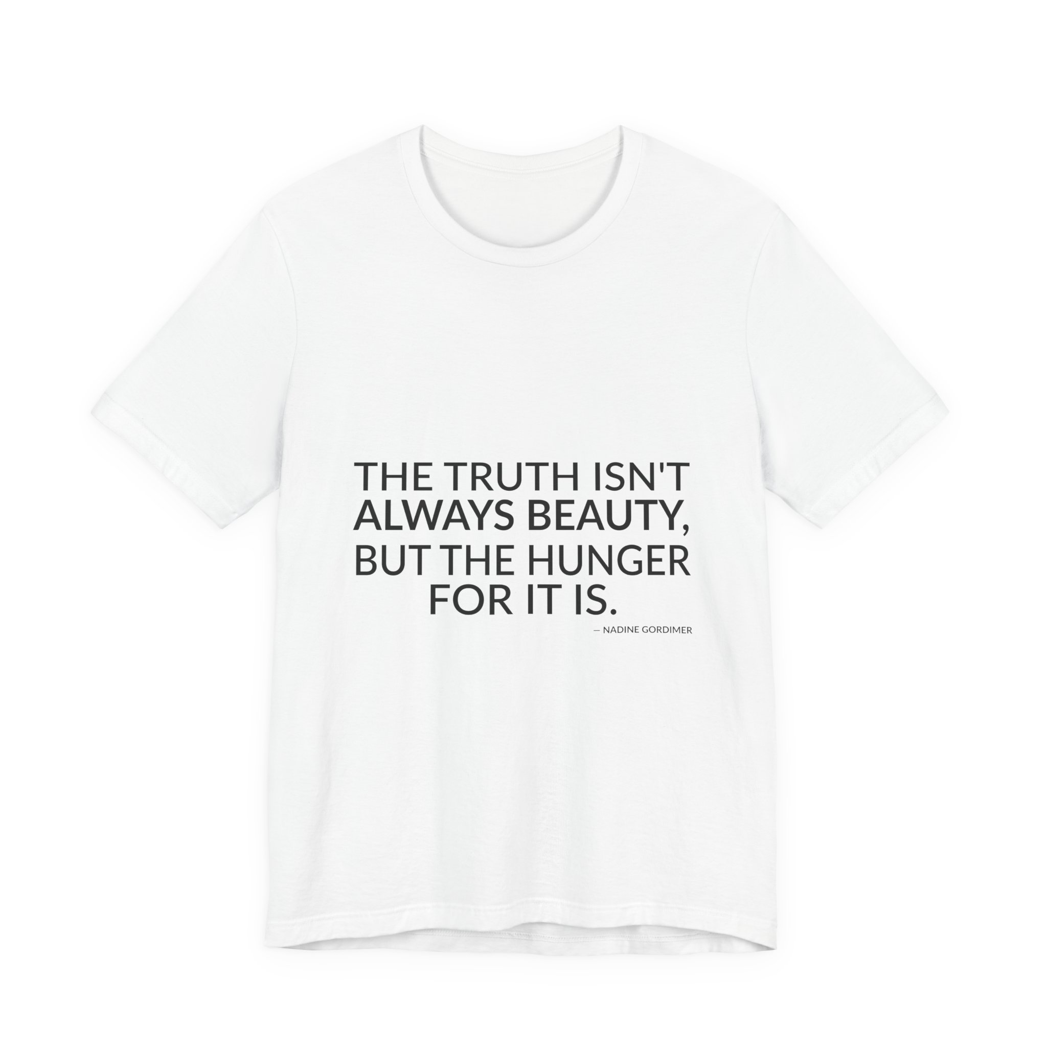 'The Truth Isn't Always Beauty,' — Nadine Gordimer Quote Tee | RQuéV Black-on-White Literary Tee — Classic Tee