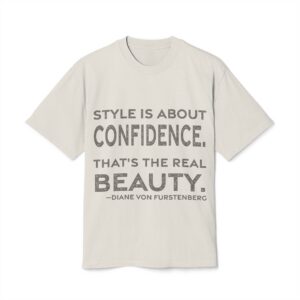 'Style is About Confidence' — Diane von Fürstenberg Quote Tee | RQuéV Black-on-White Literary Tee — Oversized Tee