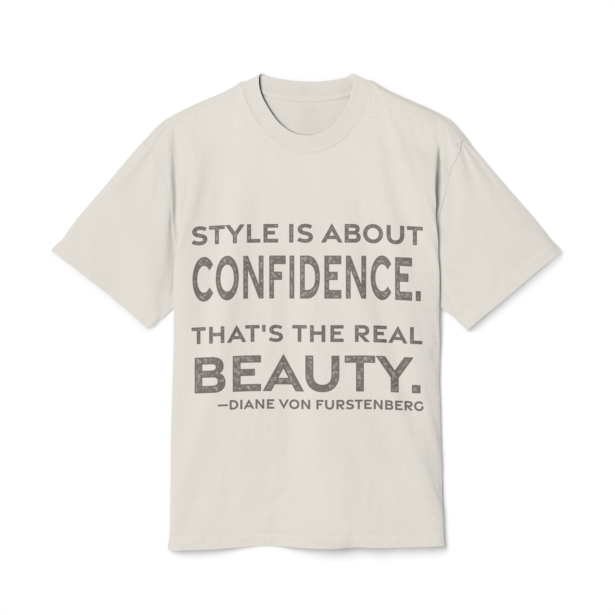 'Style is About Confidence' — Diane von Fürstenberg Quote Tee | RQuéV Black-on-White Literary Tee — Oversized Tee