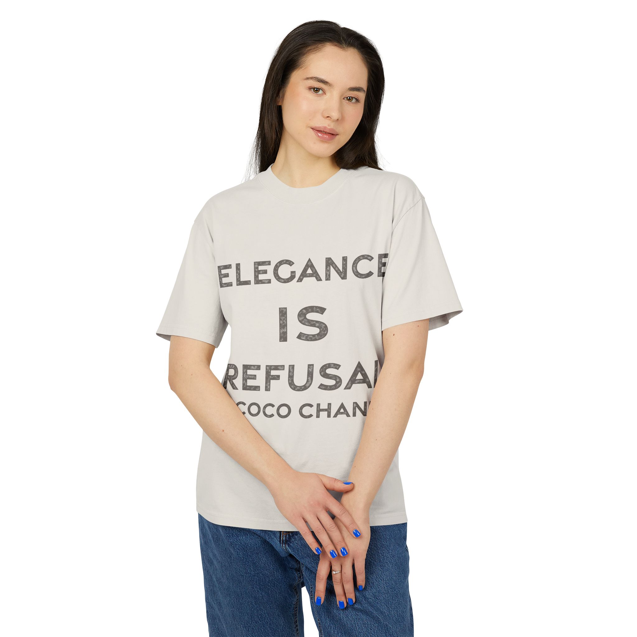 'Elegance is Refusal' — Coco Chanel Quote Tee | RQuéV Typographic Statement Tee — Oversized Tee - Image 3