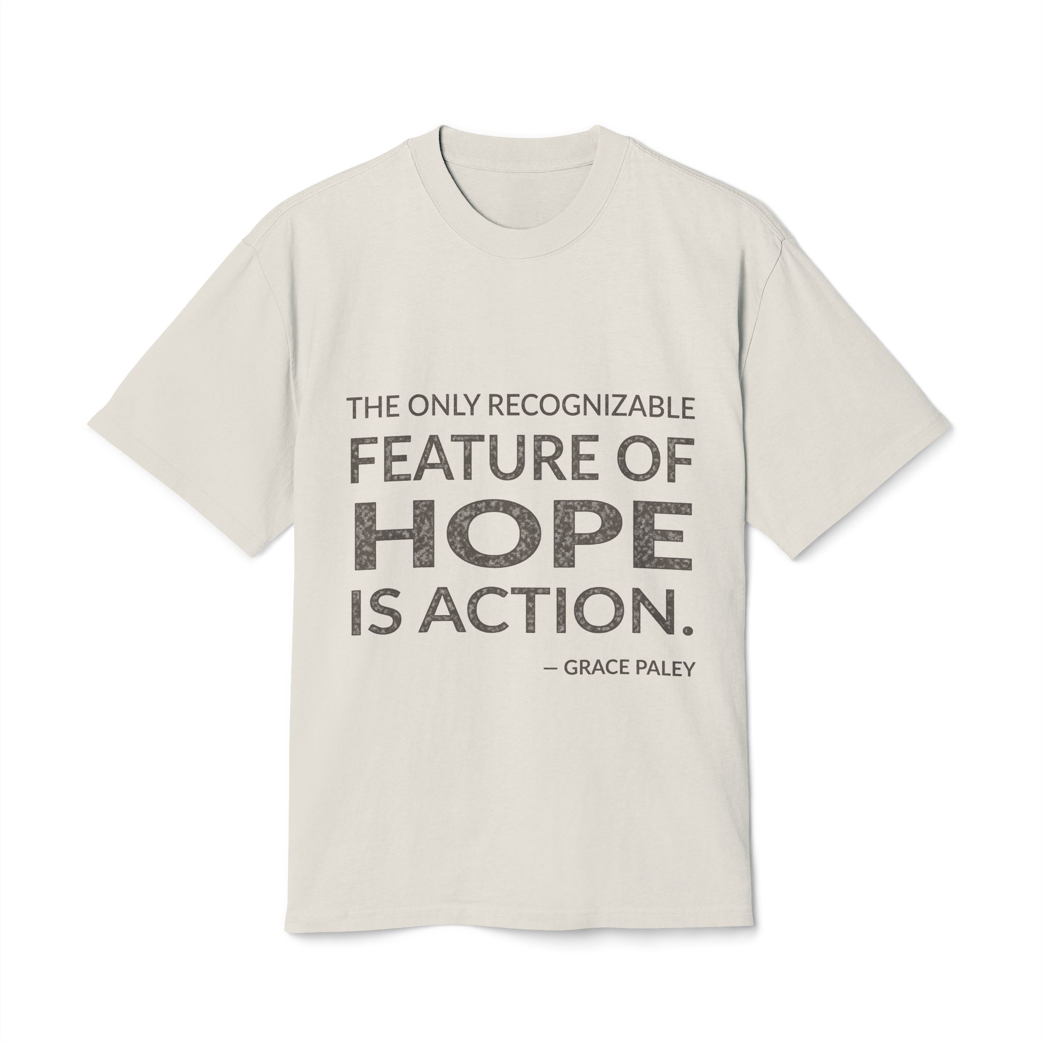 'The Only Recognizable Feature of' — Grace Paley Quote Tee | Wear Words Black-on-White Literary Tee — Oversized Tee