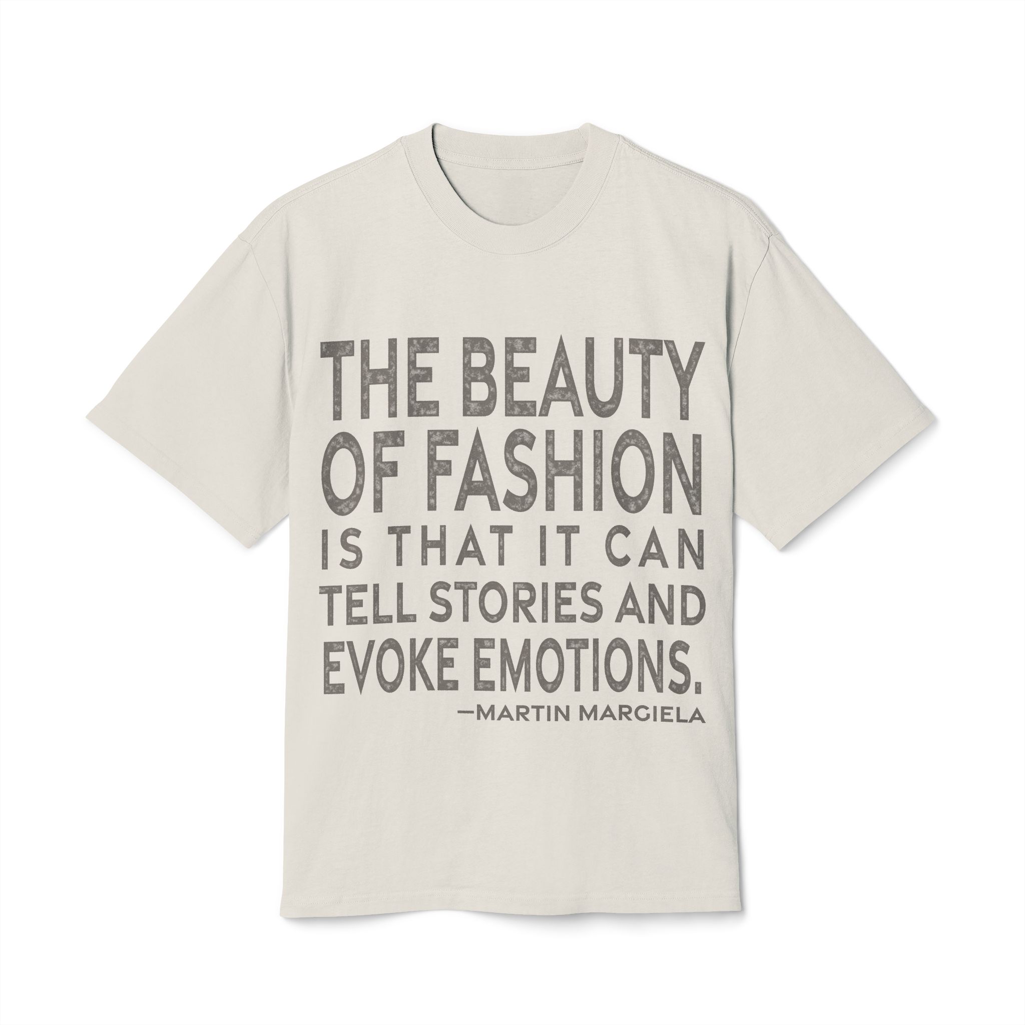 'The Beauty of Fashion is' — Martin Margiela Quote Tee | RQuéV Typographic Statement Tee — Oversized Tee