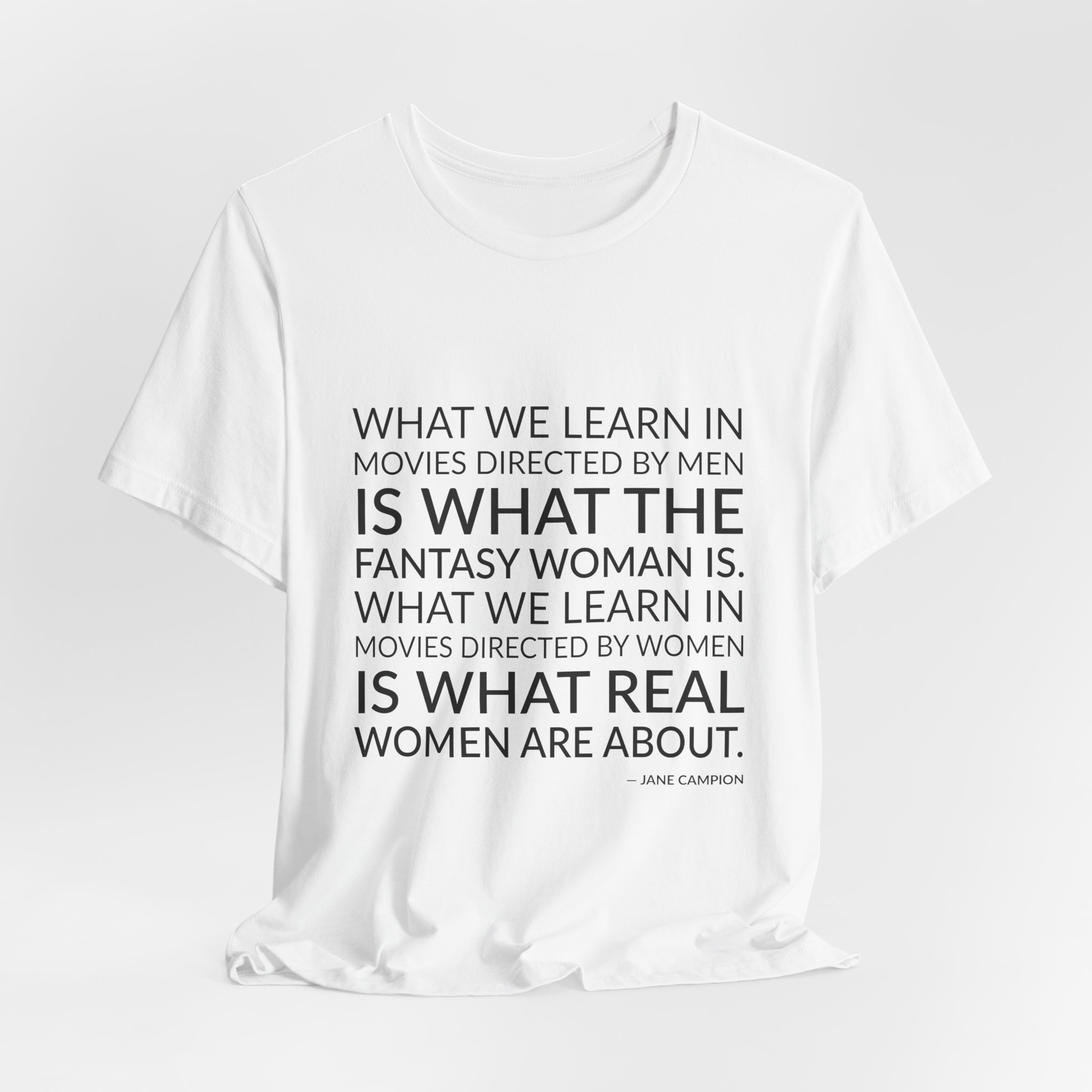 'What We Learn in Movies' — Jane Campion Quote Tee | Wear Words Black-on-White Literary Tee — Classic Tee - Image 8