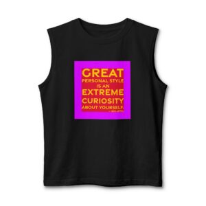 'Great Personal Style is an' — Iris Apfel Quote Tee | RQuéV Typographic Statement Tee — Muscle Tank