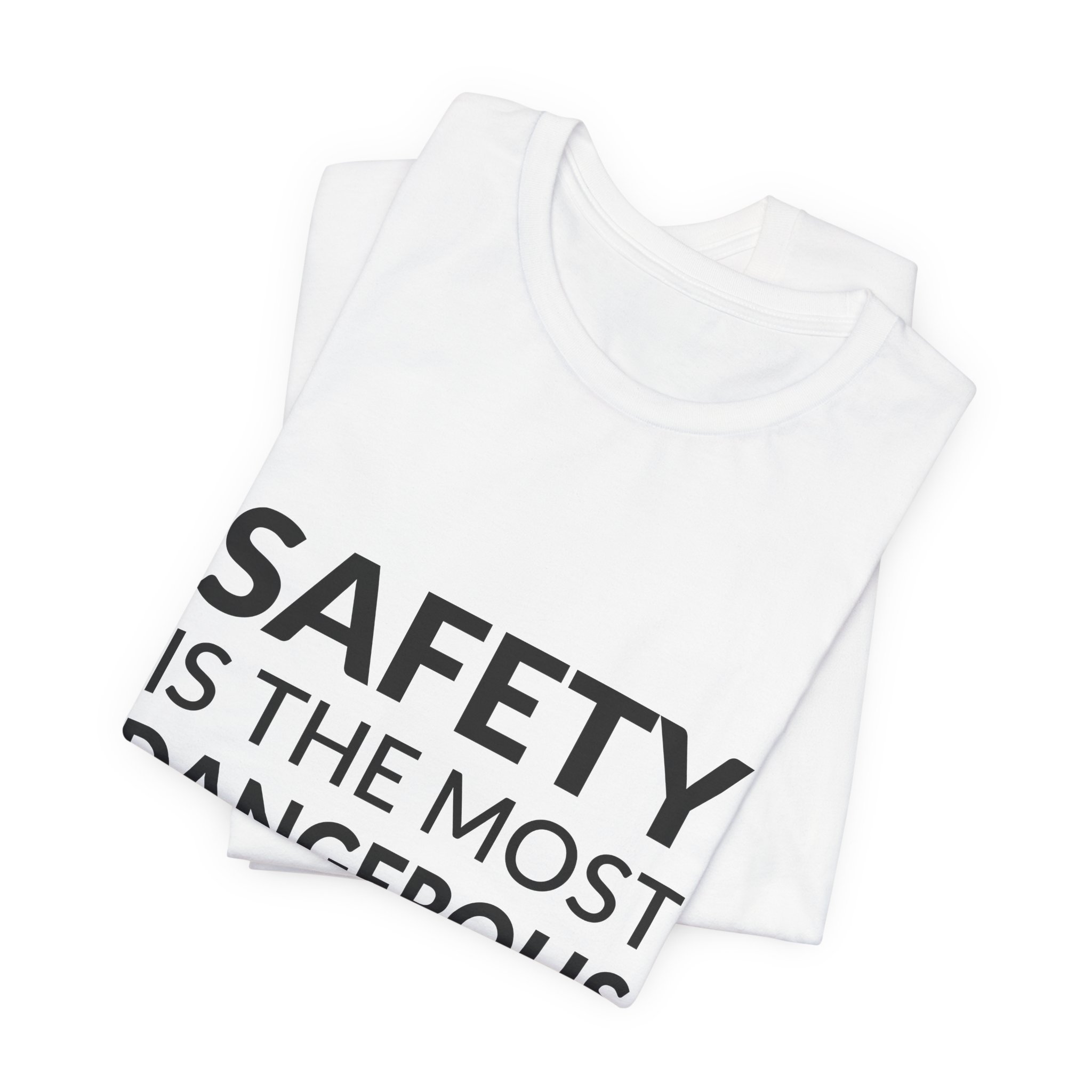 'Safety is the Most Dangerous' — Rachael Que Vargas Quote Tee | RQuéV Black-on-White Literary Tee — Classic Tee - Image 4
