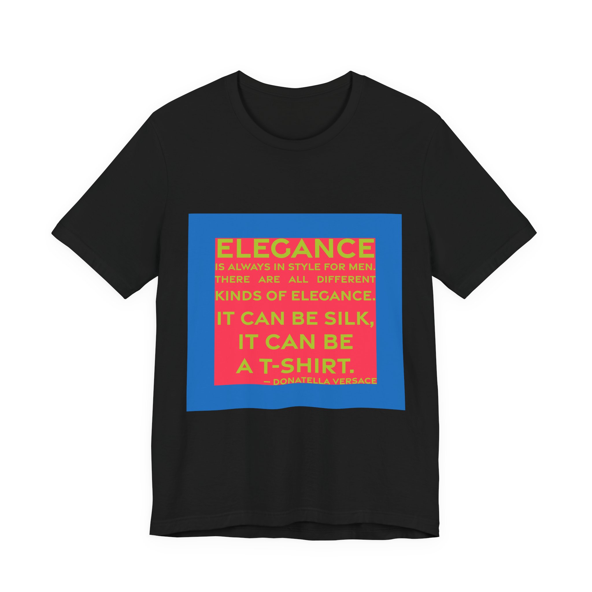 'Elegance is Always in Style for Men' — Donatella Versace Quote Tee | RQuéV Black-on-White Literary Tee — Classic Tee - Image 7