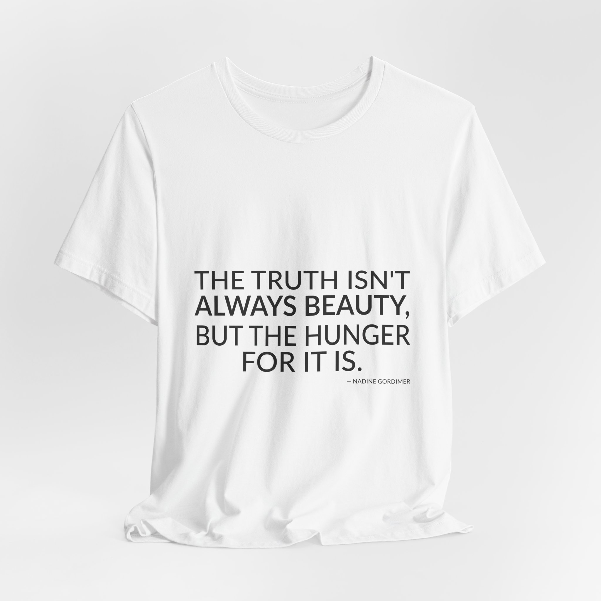 'The Truth Isn't Always Beauty,' — Nadine Gordimer Quote Tee | RQuéV Black-on-White Literary Tee — Classic Tee - Image 4