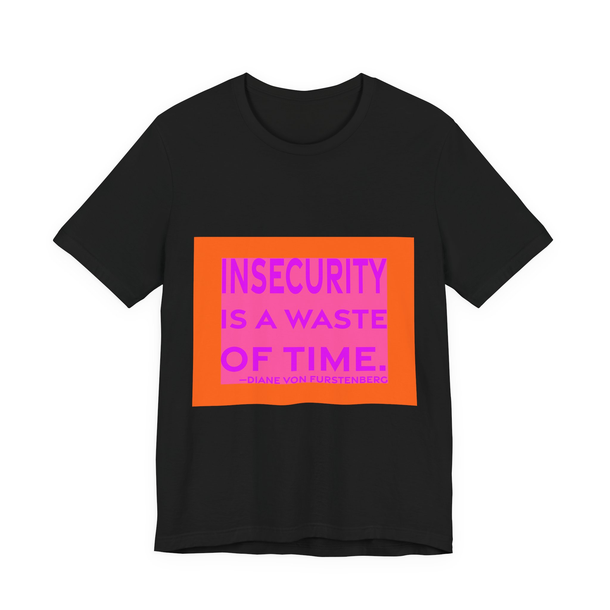 'Insecurity is a Waste of Time' — Diane von Fürstenberg Quote Tee | RQuéV Black-on-White Literary Tee — Classic Tee - Image 6