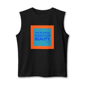 'The Playful Search for Beauty' — Eva Zeisel Quote Tee | Wear Words Black-on-White Literary Tee — Muscle Tank
