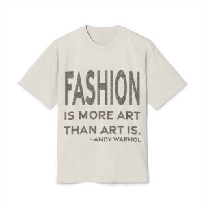 'Fashion is More Art Than Art is' — Andy Warhol Quote Tee | RQuéV Black-on-White Statement Shirt — Oversized Tee
