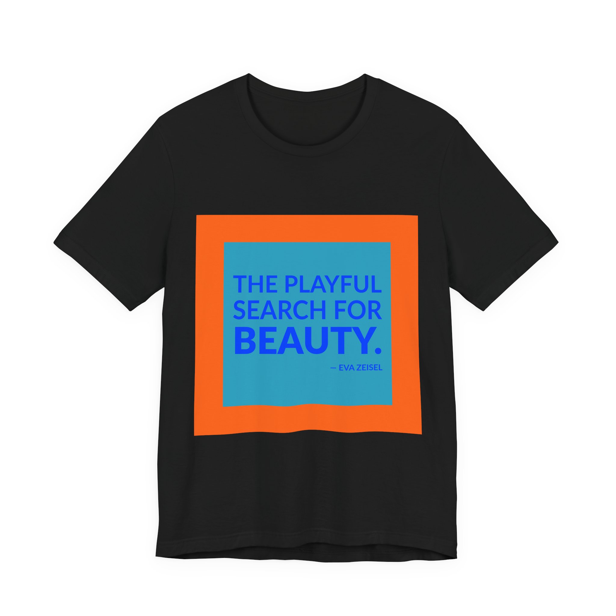 'The Playful Search for Beauty' — Eva Zeisel Quote Tee | RQuéV Black-on-White Literary Tee — Classic Tee - Image 4