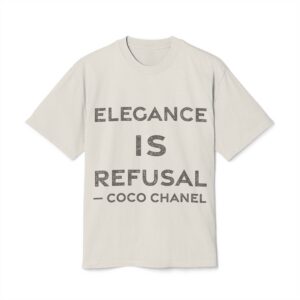 'Elegance is Refusal' — Coco Chanel Quote Tee | RQuéV Typographic Statement Tee — Oversized Tee